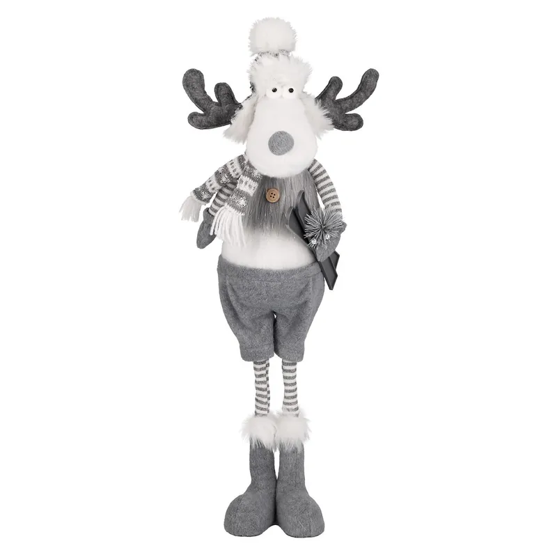 Renifer Z Materiału, 62,5cm, Szary, Biały, Do Postawienia