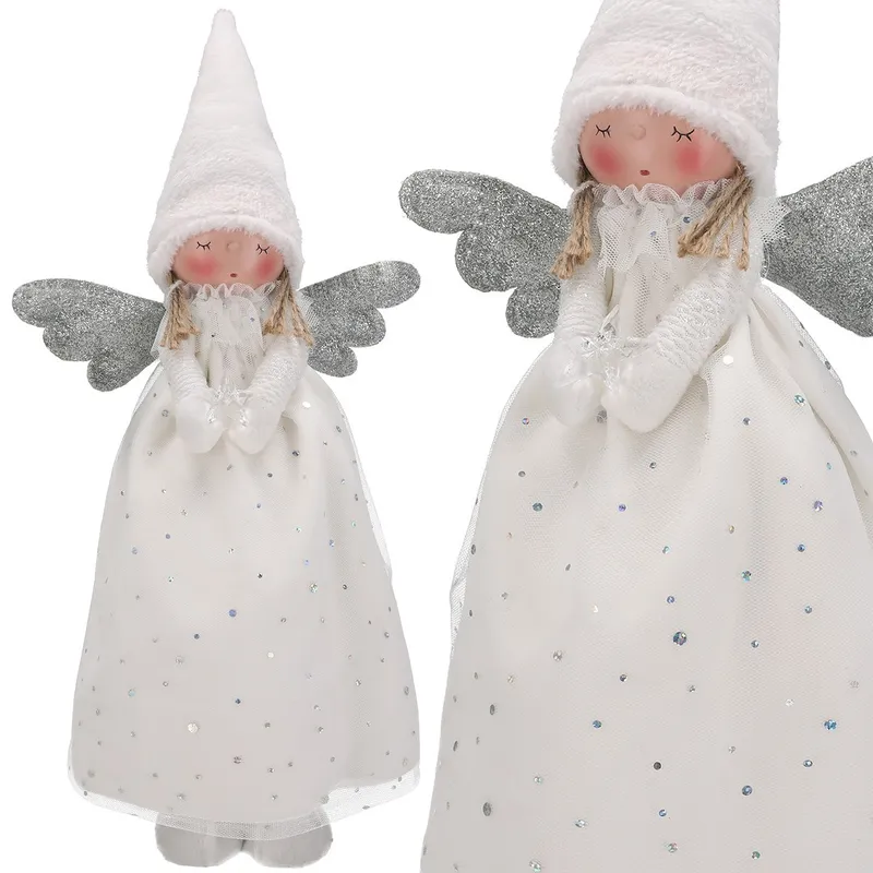 Aniołek Z Materiału W Tiulowej Sukience, 48cm, Biały, Do Postawienia