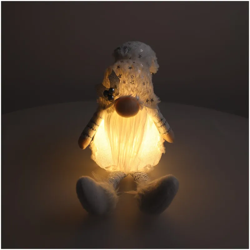 Skrzat Z Materiału, Podświetlany LED, 48cm, Biały, Do Postawienia