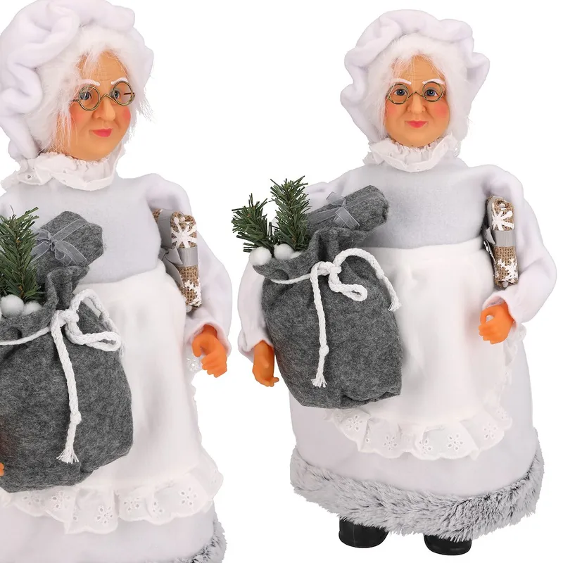 Pani Mikołajowa Z Materiału, 40cm, Biały, Do Postawienia
