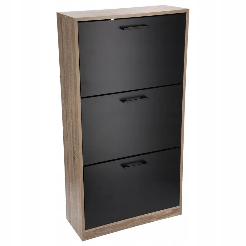 Szafka Na Buty, Płyta Wiórowa Z OKLEINĄ,113X24X60 - Czarny