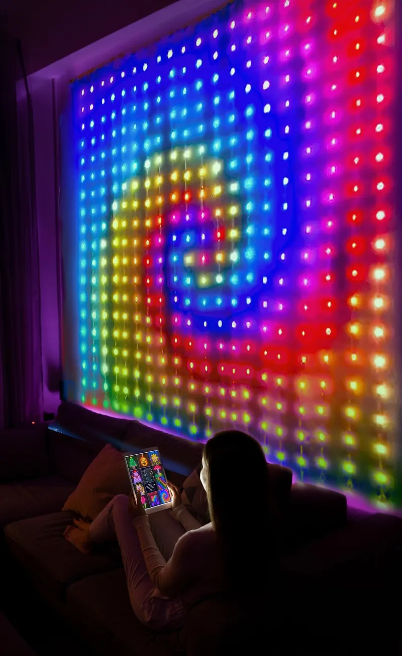 Kurtyna 400LED, 200x200cm, Kolor Światła RGB, Aplikacja, Pilot