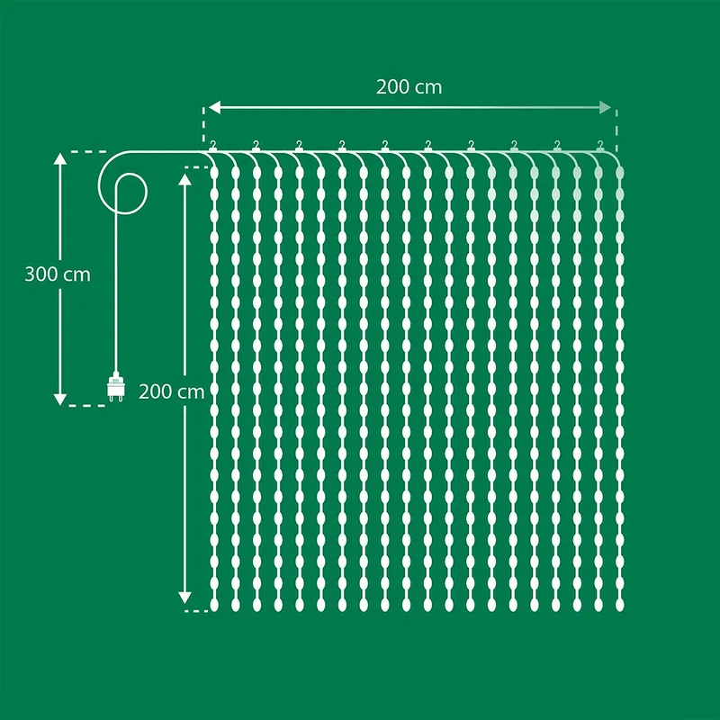 Kurtyna 400LED, 200x200cm, Kolor Światła RGB, Aplikacja, Pilot