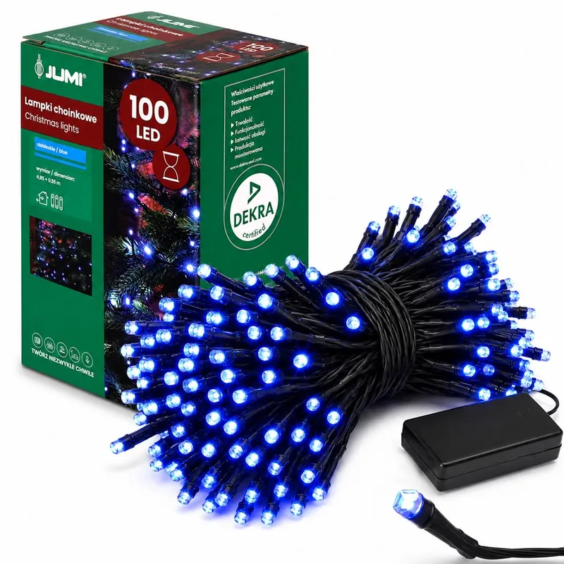 Lampki 100LED Na Baterie, Timer - Niebieski