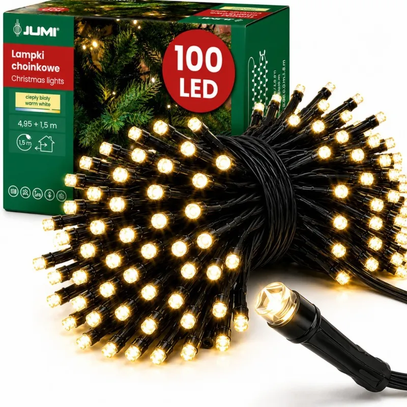 Lampki 100LED, Ciepły Biały, IP44, Zewn