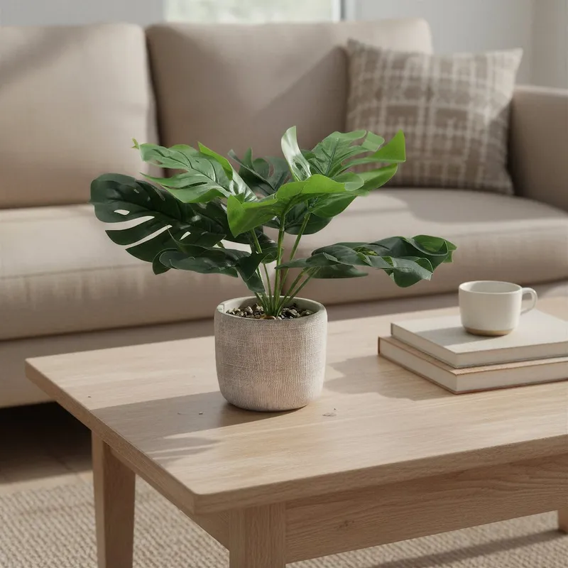 Kwiat Sztuczny W Doniczce - Monstera, 25cm, Zielony