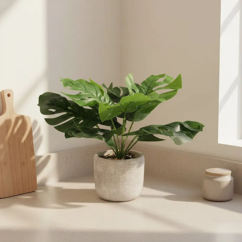 Kwiat Sztuczny W Doniczce - Monstera, 25cm, Zielony