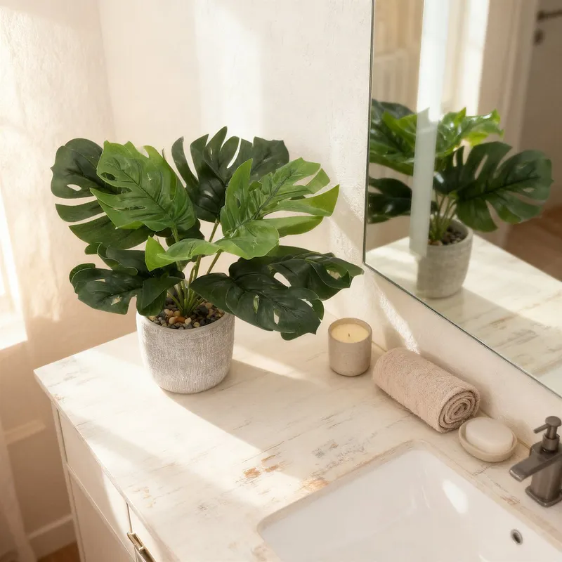 Kwiat Sztuczny W Doniczce - Monstera, 25cm, Zielony