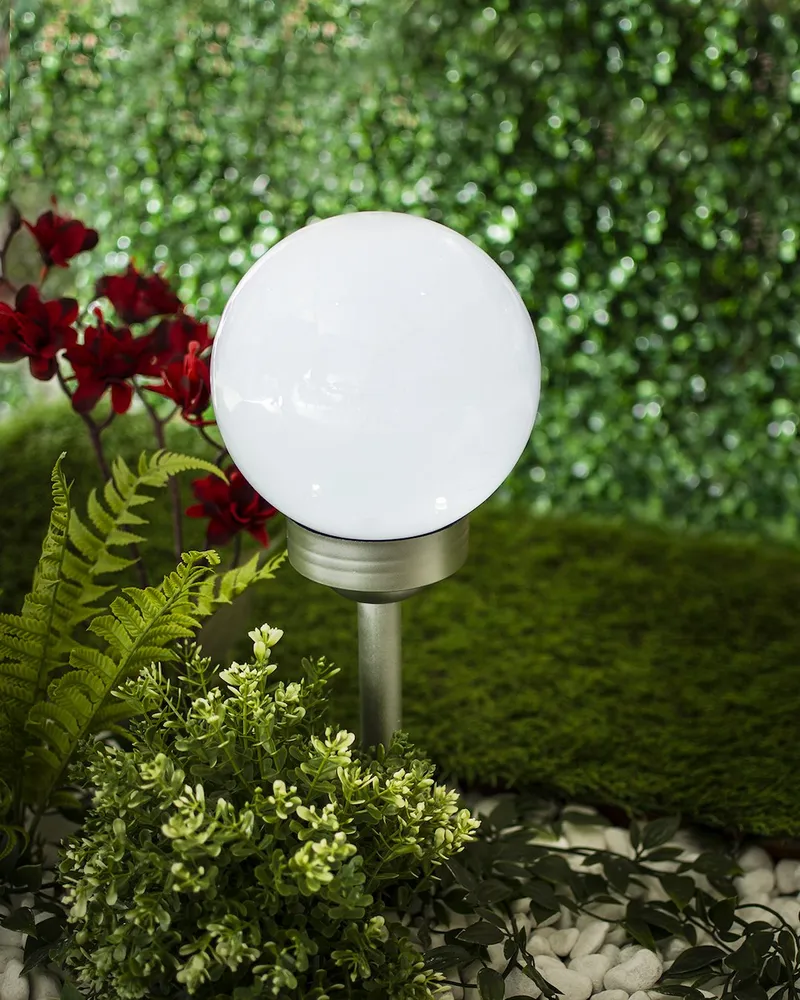 Lampa Solarna - Kula Plastikowa 20cm, 4LED Biały