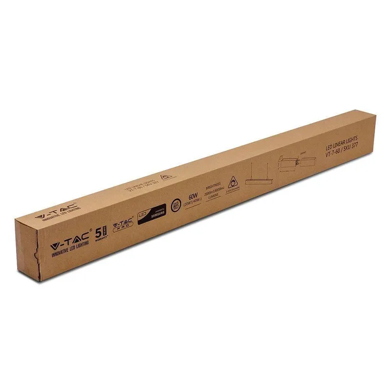 Oprawa V-TAC LED Linear SAMSUNG CHIP 60W Góra Dół Do Łączenia Zwieszana 120cm VT-7-60 4000K 6000LM 5 Lat Gwarancji - Biała
