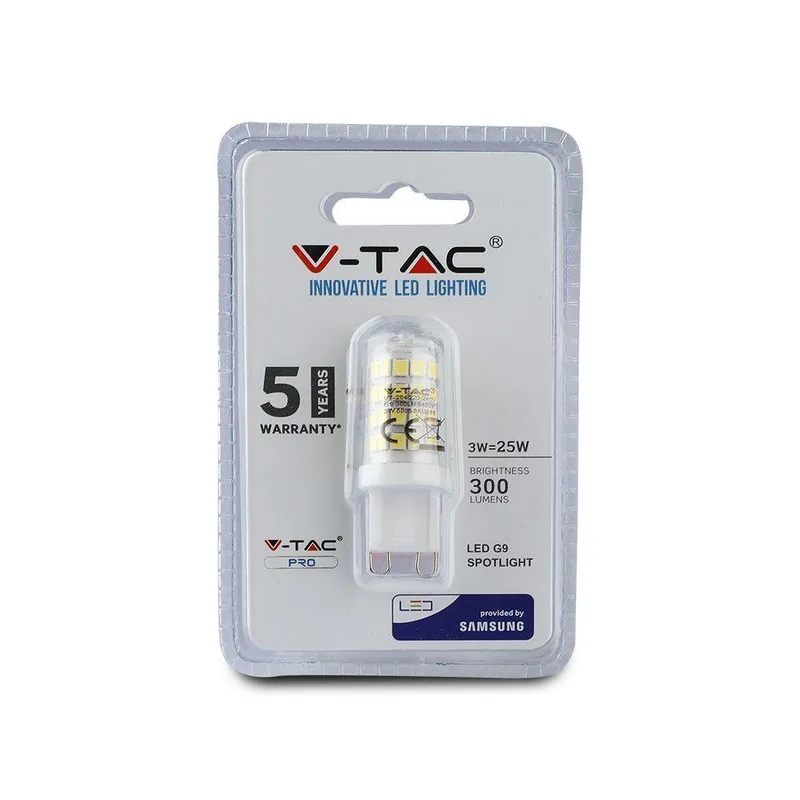 Żarówka LED V-TAC SAMSUNG CHIP 3W G9 VT-204 4000K 300LM 5 Lat Gwarancji