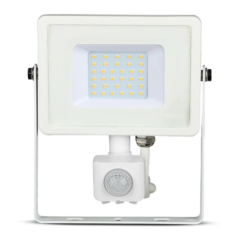 Naświetlacz LED V-TAC 30W SAMSUNG CHIP Czujnik Ruchu Funkcja Cut-OFF VT-30-S-W 4000K 2400LM 5 Lat Gwarancji - Biały