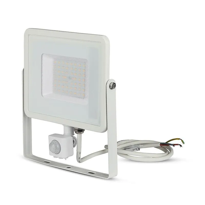 Naświetlacz LED V-TAC 50W SAMSUNG CHIP Czujnik Ruchu Funkcja Cut-OFF VT-50-S-W 3000K 4000LM 5 Lat Gwarancji - Biały