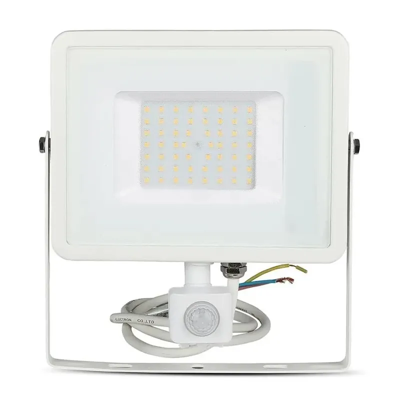 Naświetlacz LED V-TAC 50W SAMSUNG CHIP Czujnik Ruchu Funkcja Cut-OFF VT-50-S-W 3000K 4000LM 5 Lat Gwarancji - Biały