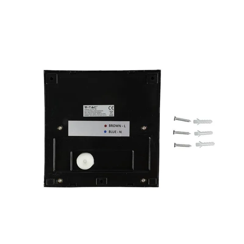 Oprawa Ścienna Elewacyjna 3W LED V-TAC Kwadrat 230V IP65 VT-1172-B 4000K 210LM - Czarny