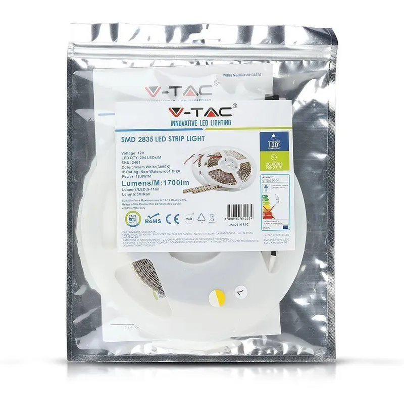 Taśma LED V-TAC 12V SMD2835 1020LED IP20 18W/M VT-2835 4000K 1700LM