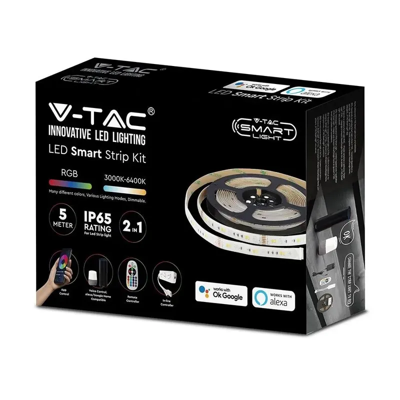 Taśma LED V-TAC Zestaw RGBW CCT SMD5050/54 28W IP65 Alexa Smart VT-5050 54-EU RGB+2700K-6400K 280LM 3 Lata Gwarancji