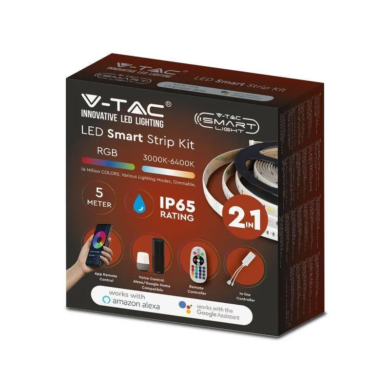 Taśma LED V-TAC Zestaw RGBW CCT SMD5050/54 28W IP65 Alexa Smart VT-5050 54-EU RGB+2700K-6400K 280LM 3 Lata Gwarancji