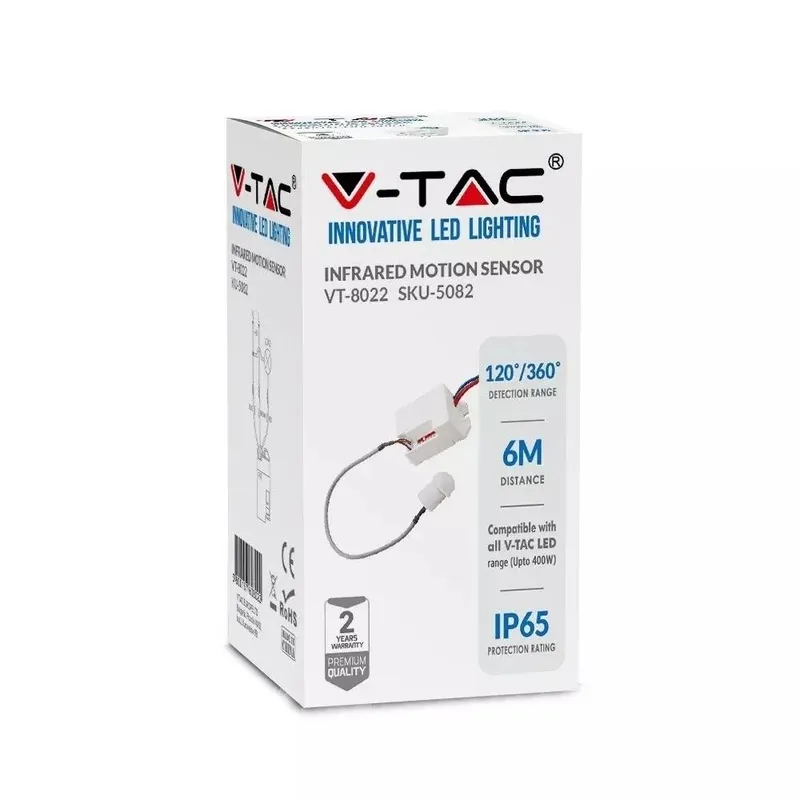 Czujnik Ruchu Podczerwień Z Przewodem V-TAC VT-8022