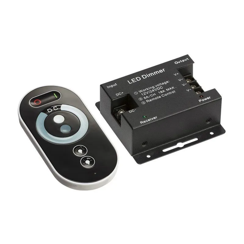 Sterownik Ściemniacz Taśm LED Jednokolorowy Z Pilotem Dotykowym V-TAC 18A 12V/216W 24V/432W VT-5115