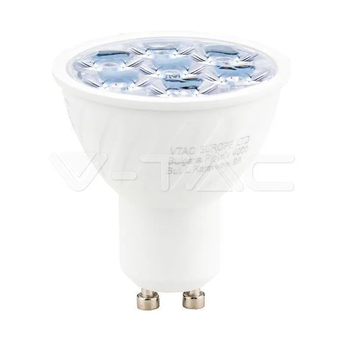 Żarówka LED V-TAC SAMSUNG CHIP GU10 6W 10ST (Wąski Kąt Światła) VT-249 6400K 500LM 5 Lat Gwarancji