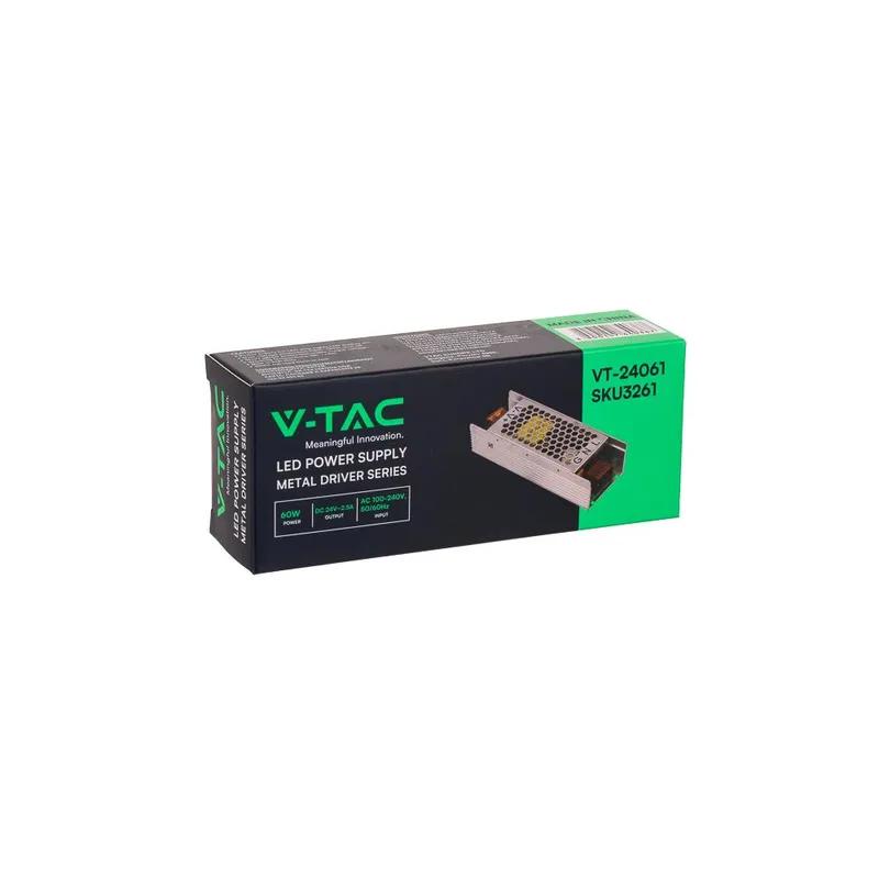 Zasilacz LED V-TAC 60W 24V 2.5A IP20 Modułowy Filtr EMI VT-24061