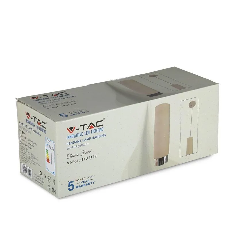 Oprawa Zwieszana V-TAC Gips Beton GU10 Biały/Chrom VT-864-CH 5 Lat Gwarancji