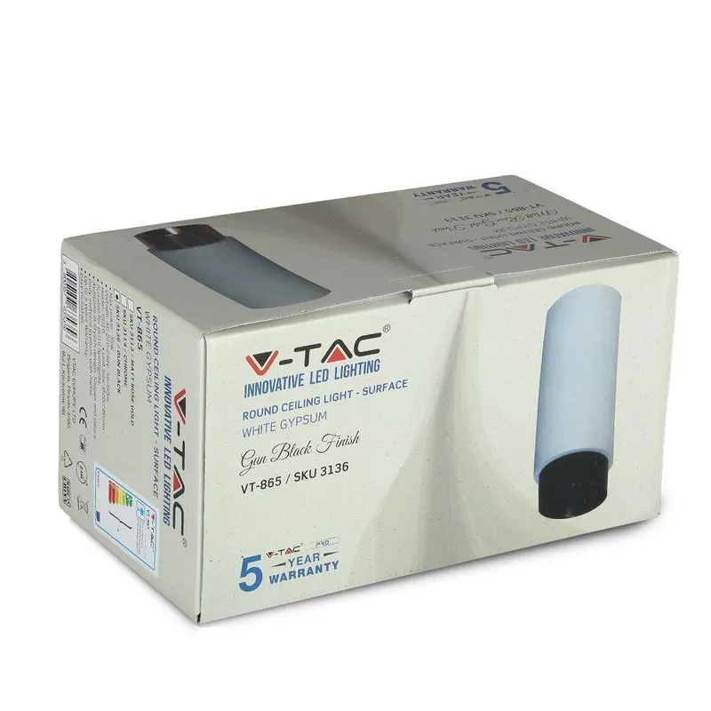 Oprawa V-TAC Gips Beton GU10 Natynkowa Biały/Czarny Mat VT-865-GBM 5 Lat Gwarancji