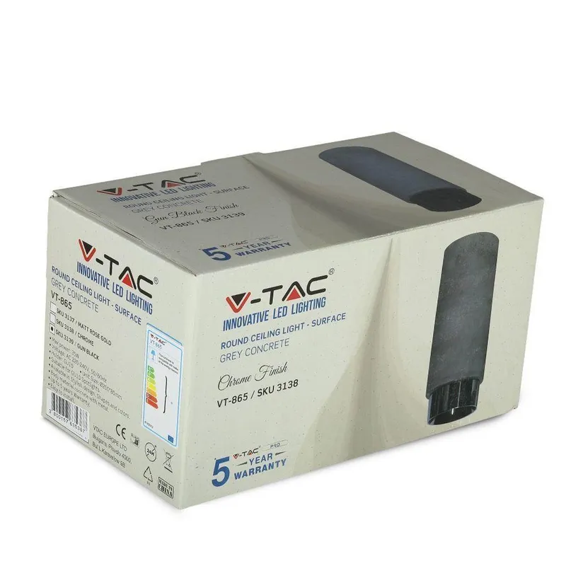 Oprawa V-TAC Gips Beton GU10 Natynkowa Szary/Czarny Mat VT-865-GBC 5 Lat Gwarancji