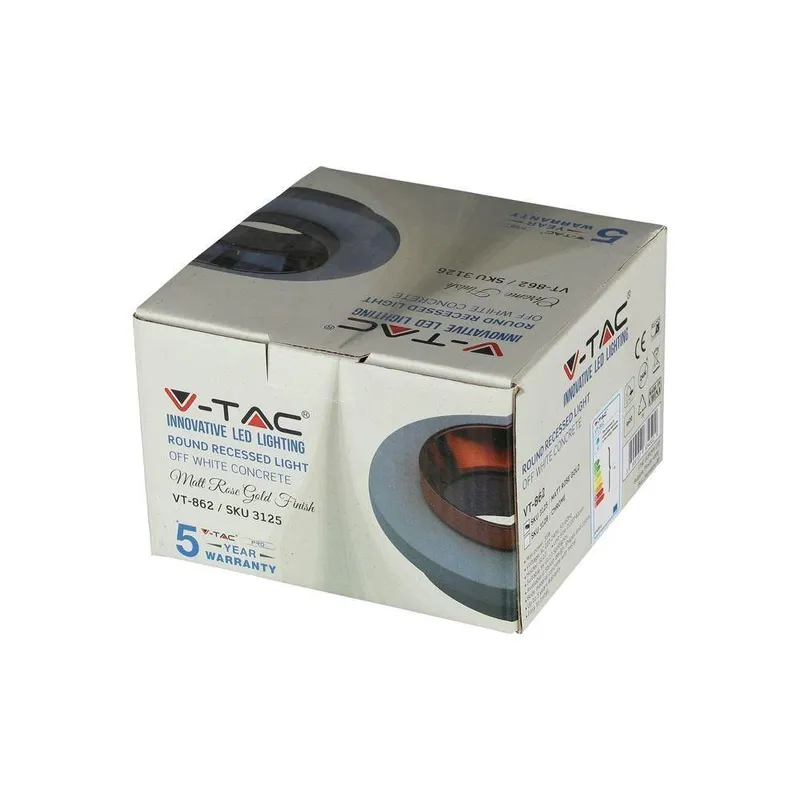 Oczko V-TAC Gips Beton GU10 Okrągłe Wpuszczane Białe/Różowe VT-862-MRC 5 Lat Gwarancji - Złoto