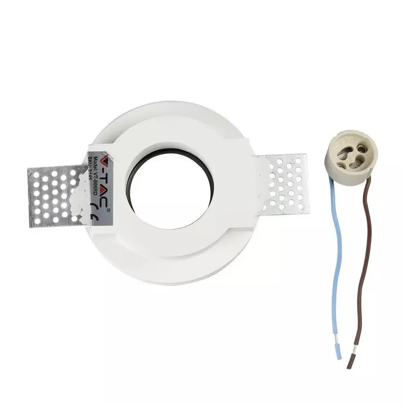 Oczko V-TAC Gips GU10 Okrągłe Wpuszczane G-K Białe+chrom VT-866-CRD 5 Lat Gwarancji