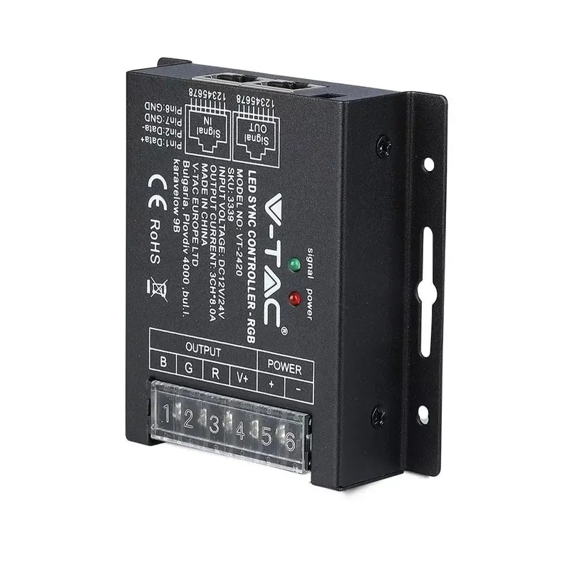 Sterownik Taśm LED RGB Radiowy 12V/24V 288W/576W RJ45 V-TAC VT-2420