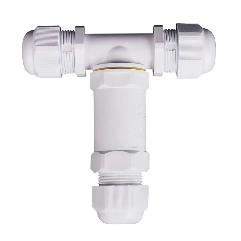 Złączka Mufa Hermetyczna 3X3PIN Trójnik 0.5-4MM2 Średnica Przewodu 8-12MM IP68 V-TAC VT-869 - Biała