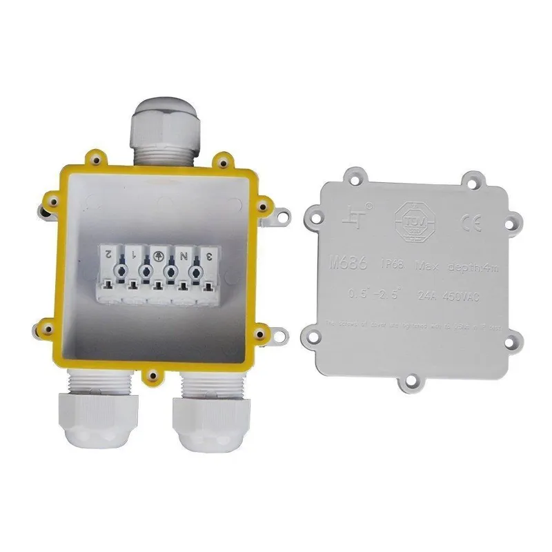 Puszka Złączka Mufa Hermetyczna 4X5PIN Trójnik 0.5-2,5MM2 Średnica Przewodu 8-12MM IP68 V-TAC VT-870 - Biała
