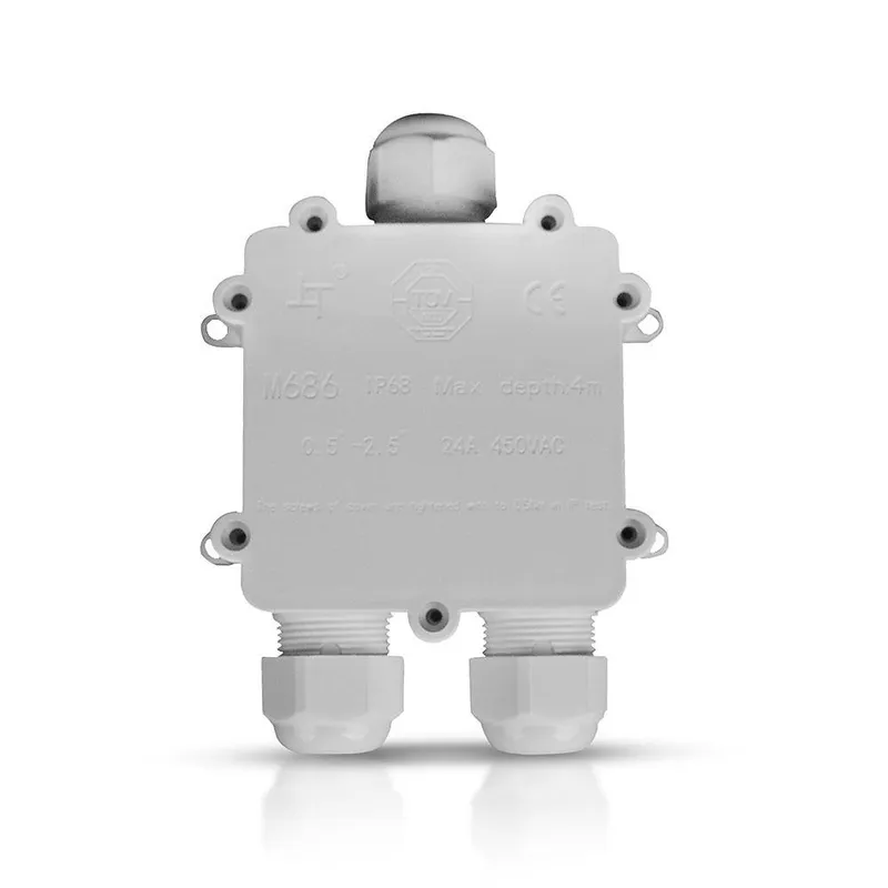 Puszka Złączka Mufa Hermetyczna 4X5PIN Trójnik 0.5-2,5MM2 Średnica Przewodu 8-12MM IP68 V-TAC VT-870 - Biała
