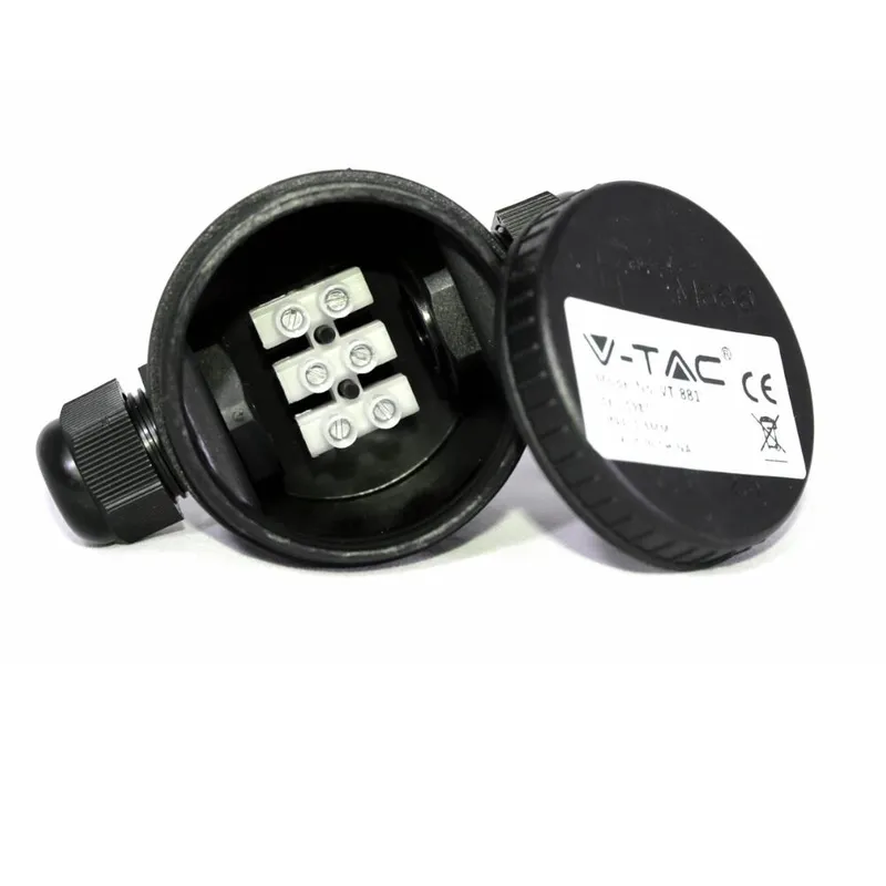 Puszka Złączka Mufa Hermetyczna 2X3PIN 24A AC:450V Średnica Przewodu 5-9MM IP66 V-TAC VT-881 - Czarna