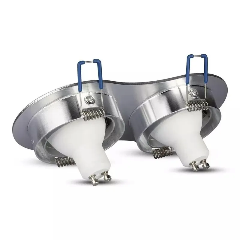 Oczko V-TAC Aluminiowe Odlew 2XGU10 Okrągłe Aluminium Szczotkowane VT-783RD-AB