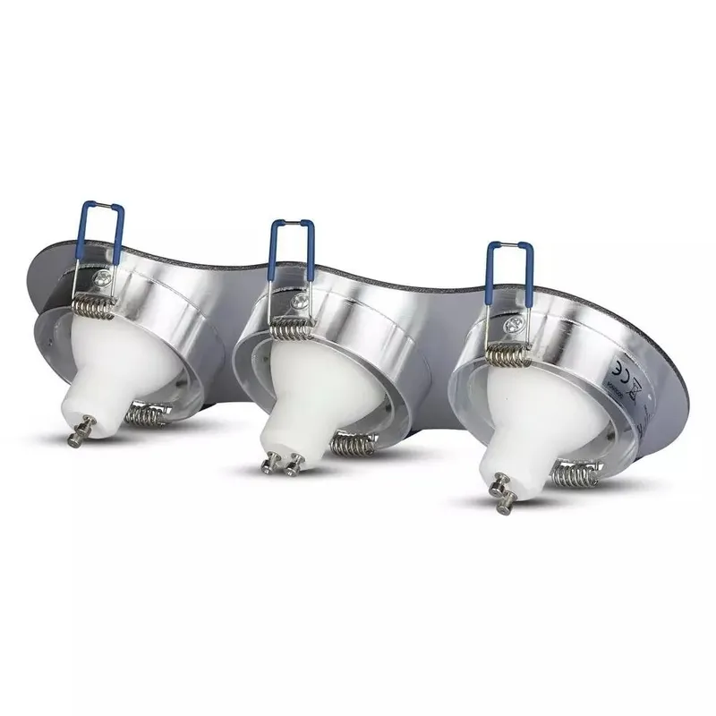 Oczko V-TAC Aluminiowe Odlew 3XGU10 Okrągłe Aluminium Szczotkowane VT-784RD-AB