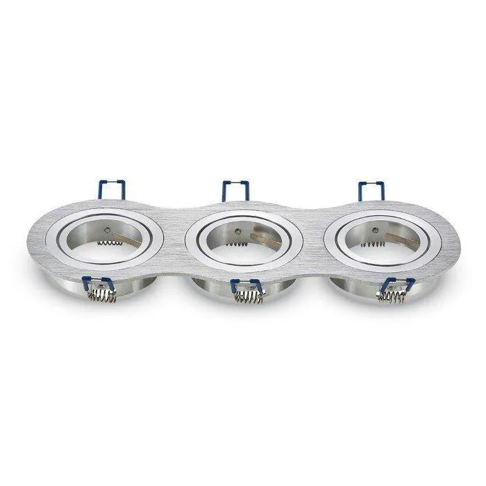 Oczko V-TAC Aluminiowe Odlew 3XGU10 Okrągłe Aluminium Szczotkowane VT-784RD-AB