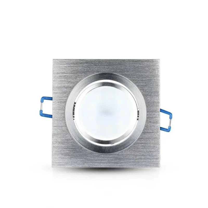 Oczko V-TAC Aluminiowe Odlew 1XGU10 Kwadrat Aluminium Szczotkowane VT-782SQ-AB
