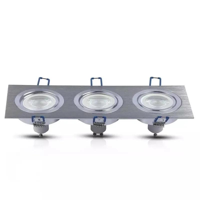 Oczko V-TAC Aluminiowe Odlew 3XGU10 Kwadrat Aluminium Szczotkowane VT-784SQ-AB