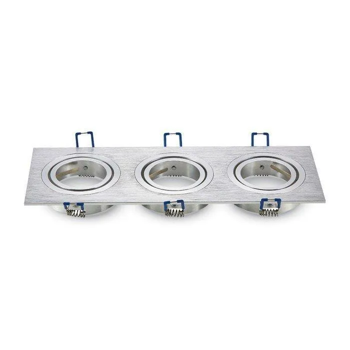 Oczko V-TAC Aluminiowe Odlew 3XGU10 Kwadrat Aluminium Szczotkowane VT-784SQ-AB