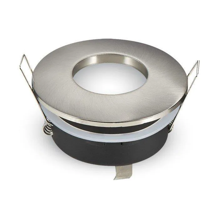 Oczko V-TAC Aluminiowe Odlew Szczelne Z Szybą IP54 GU10 Okrągłe FI84 Satyna VT-787RD-SN