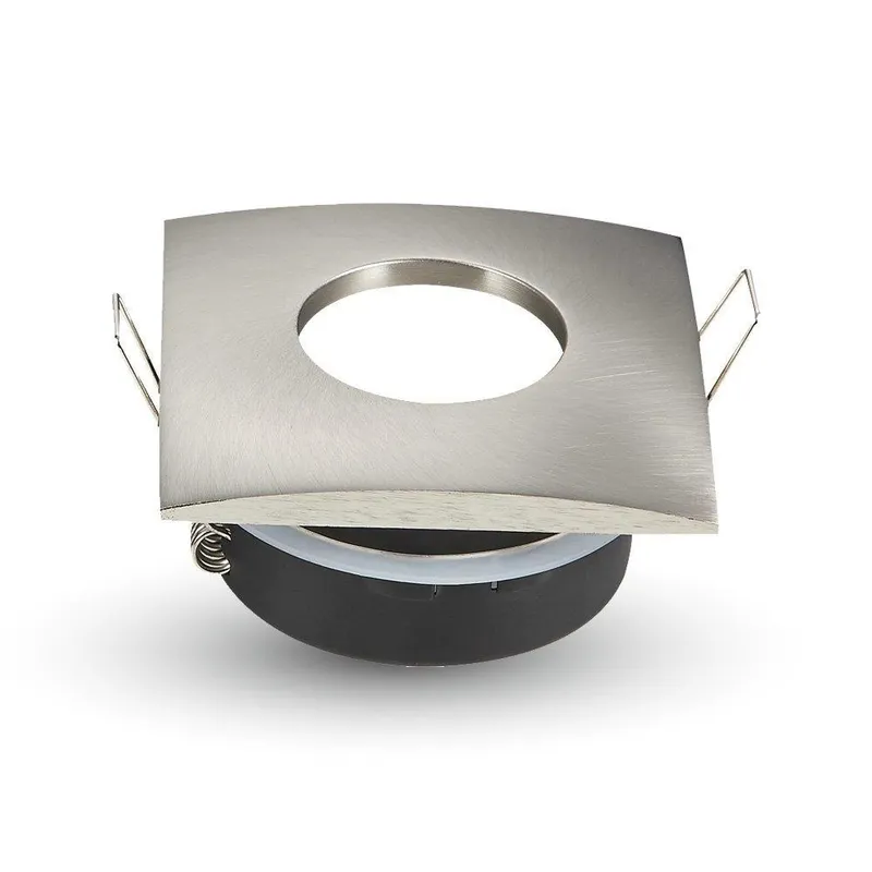 Oczko V-TAC Aluminiowe Odlew Szczelne Z Szybą IP54 GU10 Kwadrat 84x84mm Satyna VT-787SQ-SN