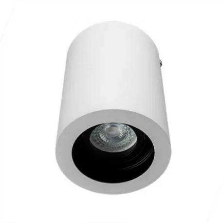 Oprawa V-TAC Aluminiowa GU10 Okrągła Natynkowa Tuba Biała+czarny 142x100 VT-796-WH