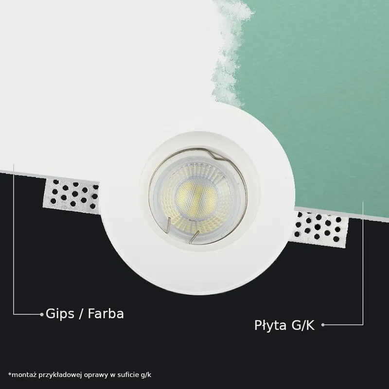 Oczko V-TAC Gips GU10 Wpuszczane Okrągłe Białe FI.140 Białe VT-764