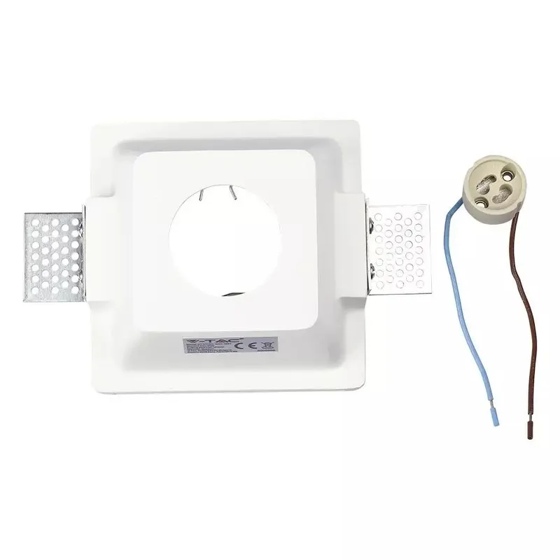 Oczko V-TAC Gips GU10 Wpuszczane Szkło Mrożone Kwadrat 120x120 VT-801SQ - Białe