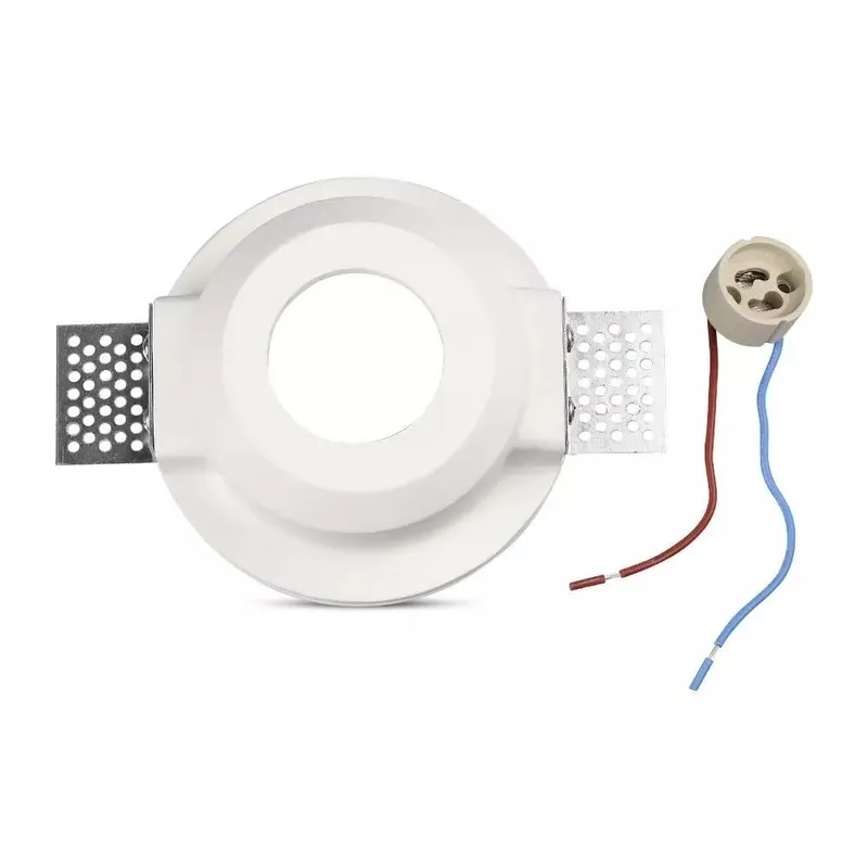 Oczko V-TAC Gips GU10 Wpuszczane Szkło Mrożone Okrągłe FI.120 VT-801SQ - Białe