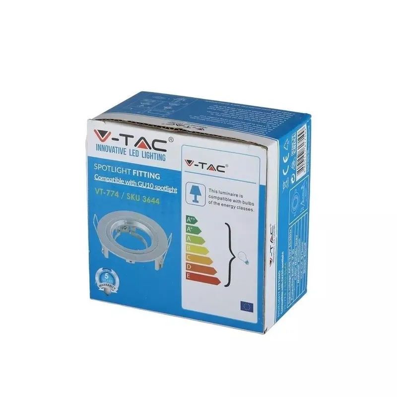 Oczko V-TAC Aluminiowe Odlew GU10 Okrągłe Srebrno Szary VT-774-MG