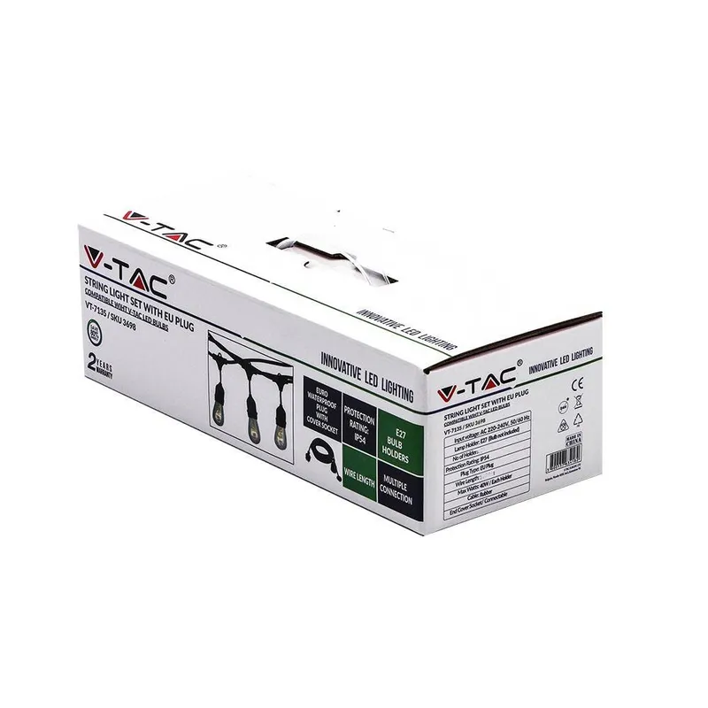 Girlanda Ogrodowa V-TAC 15 Metrów 15 Oprawek E27 Guma+gniazdo IP54 VT-713 - Czarna